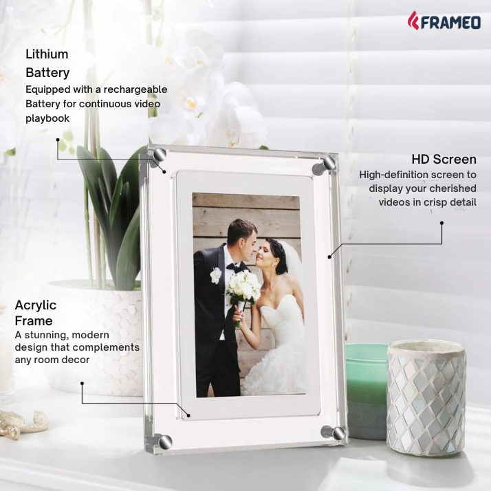 Frameo 5-Inch 720×1280 HD Acrylic Frame Keep Birthdays, Anniversaries And First Days Of School Looping So You Never Miss The Feeling Of That Day